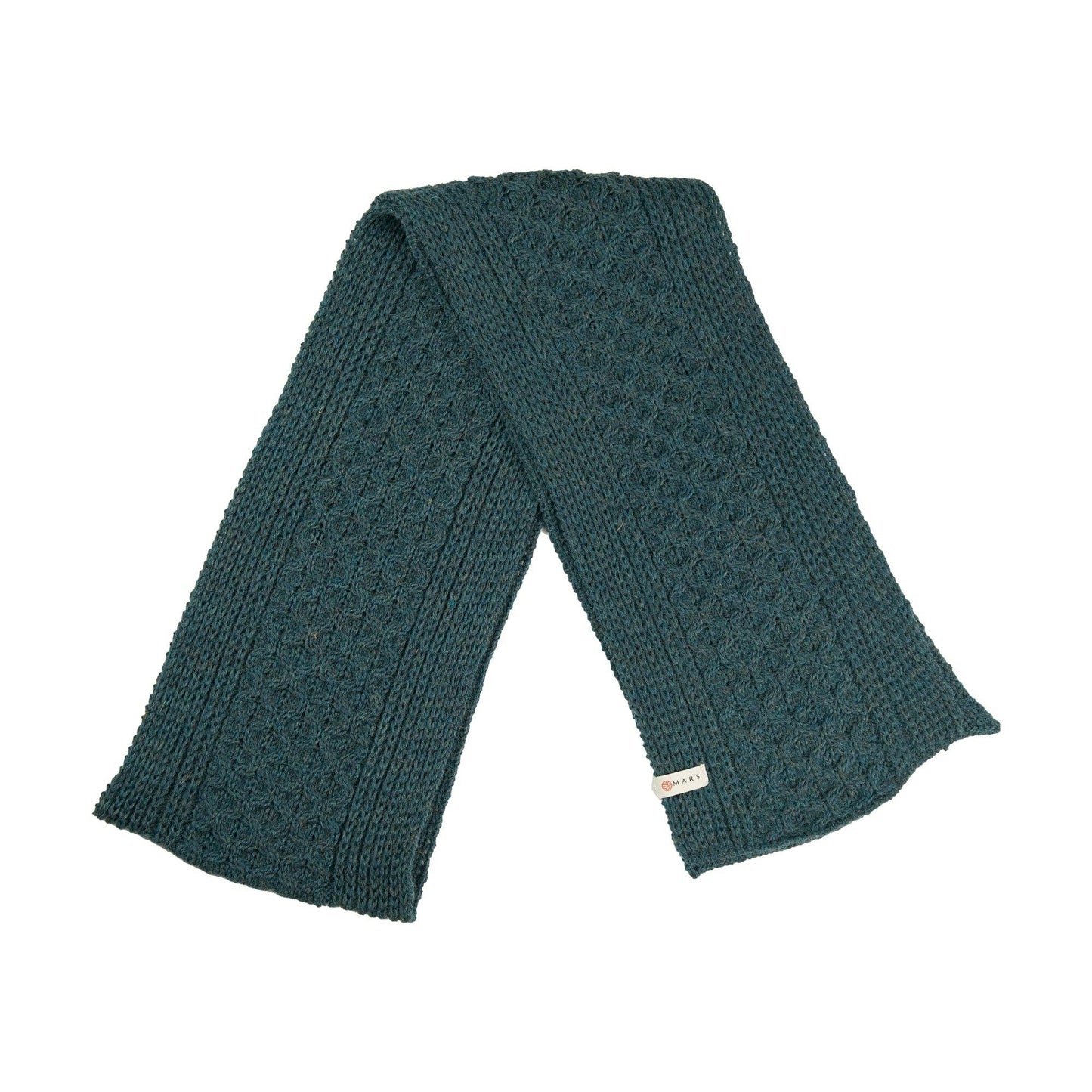 British Wool Long Honeycomb Scarf - Mallard