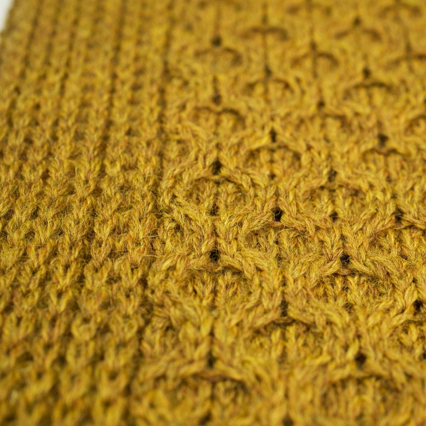 British Wool Long Honeycomb Scarf - Harvest