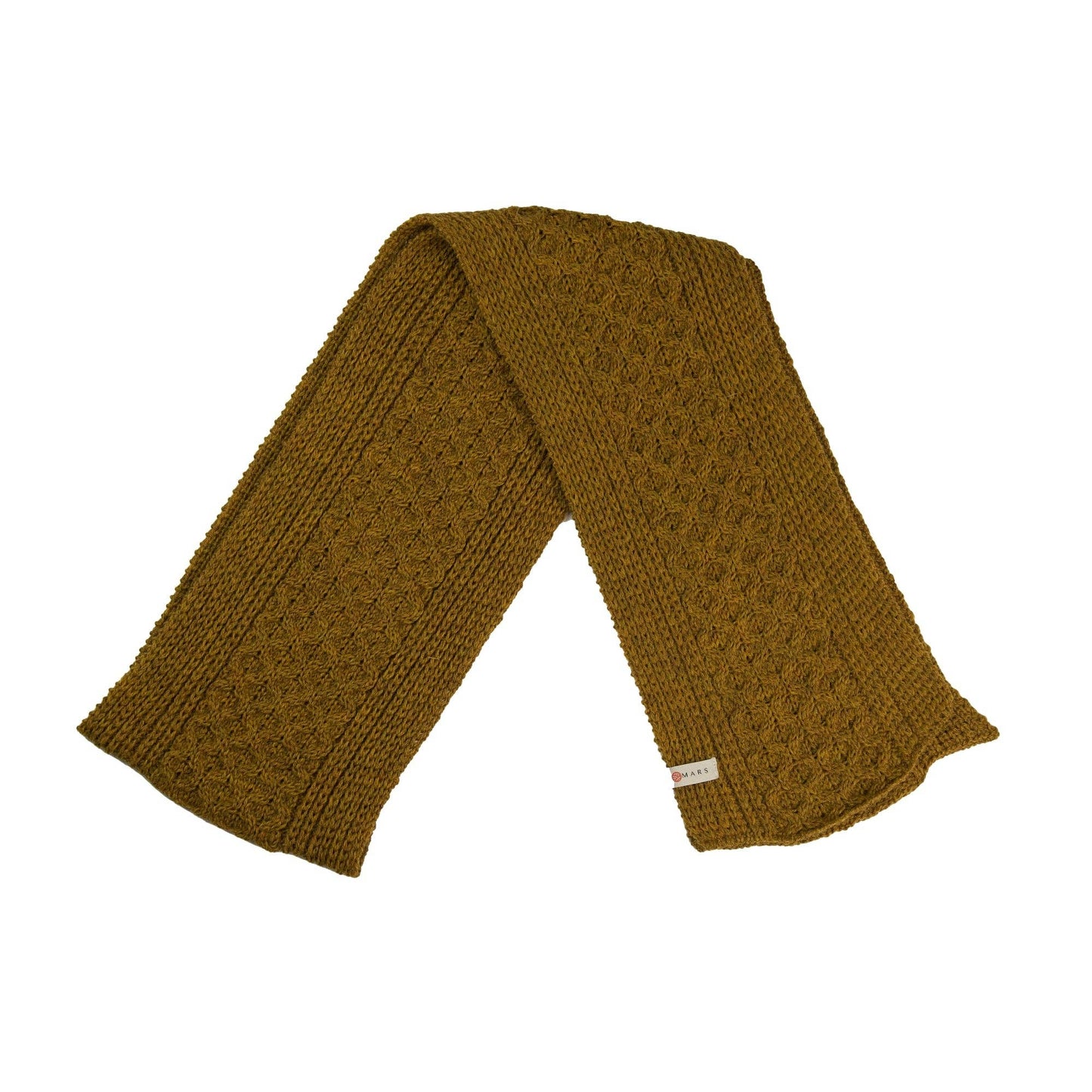 British Wool Long Honeycomb Scarf - Harvest